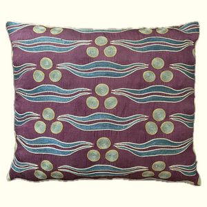 Purple and Blue Cintamani Suzani Pillow with Firat Purple Back