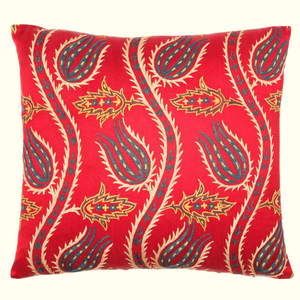 Red and Blue Floral Suzani Pillow