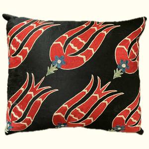 Red Floral Suzani Pillow