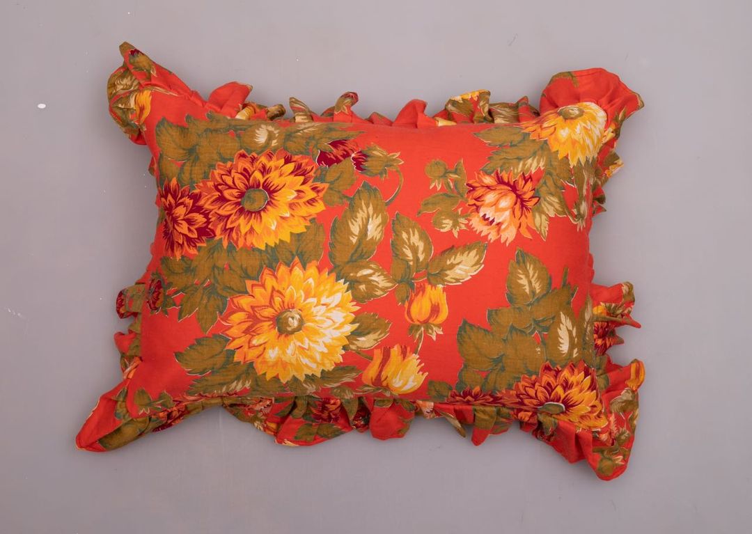 Orange and Marigold Roller Cloth Ruffle Pillows