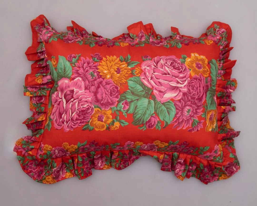 Rust and Rose Roller Cloth Ruffle Pillows