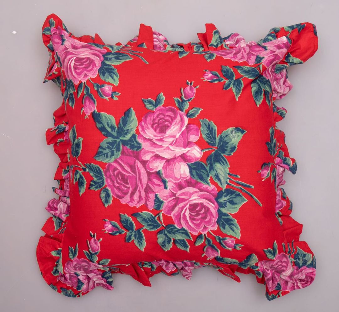 Red, Pink, and Rose Roller Cloth Ruffle Pillows