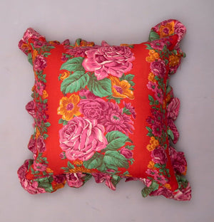 Rust and Rose Roller Cloth Ruffle Pillows