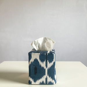 Emira Indigo Ikat Tissue Box Cover
