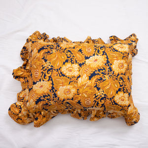 Gold Roller Cloth Ruffle Lumbar Pillow